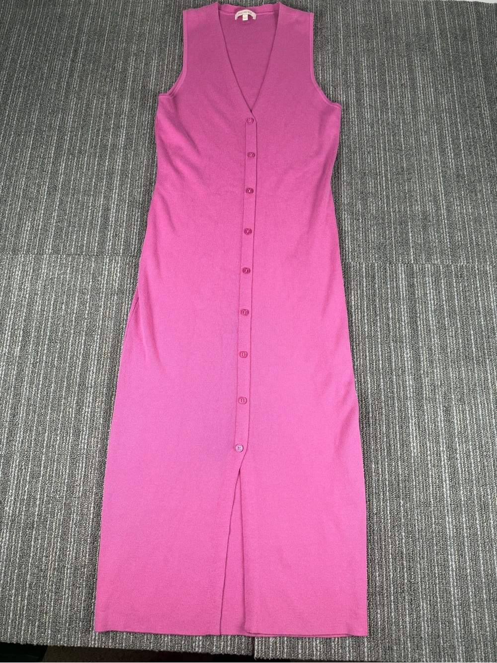Skies Are Blue Sleeveless Button-Front Magenta Maxi Dress